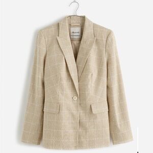 Madewell Women's Tan Plaid Linen Blazer